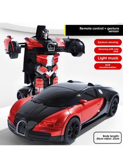 Gesture Induction Deformation Remote Control Car Children's Large Charging Racing King Kong Robot Boy Voice Control Toy-Color:Upgraded To 3 Sets Of Batteries (135 Minutes Of Battery Life + Lifetime Warranty + Remote Control Screwdriver) - Large 28cm - Red + Gadi [remote Control + Gesture Sensor]