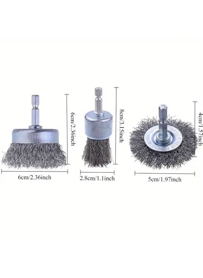 3pcs Heavy Duty Carbon Steel Grinding Polishing Kit Wire Brush Wheel Disc - Image 1