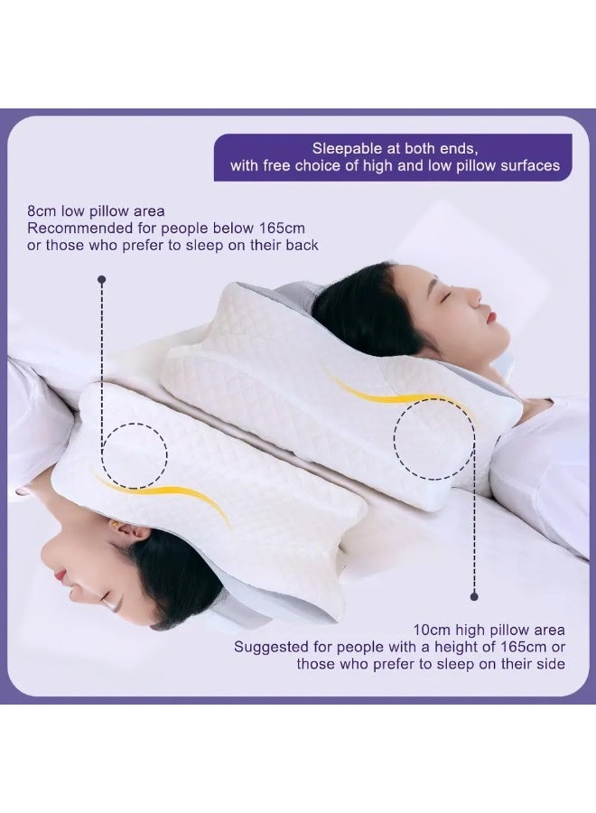 KYDTSYK Ergonomic Memory Foam Pillow for Neck & Shoulder Support - Blue Roll-Pack Orthopedic Sleep Pillow, 1160g Comfort Pillow for Adults Queen Size (60x40x13cm) - Image 4