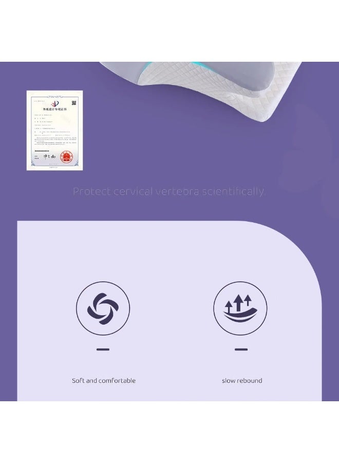 KYDTSYK Ergonomic Memory Foam Pillow for Neck & Shoulder Support - Blue Roll-Pack Orthopedic Sleep Pillow, 1160g Comfort Pillow for Adults Queen Size (60x40x13cm) - Image 5