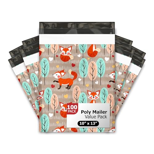 Pro Supply Global 10x13 (100) Fox Designer Poly Mailers Shipping Envelopes Premium Printed Bag - Image 1