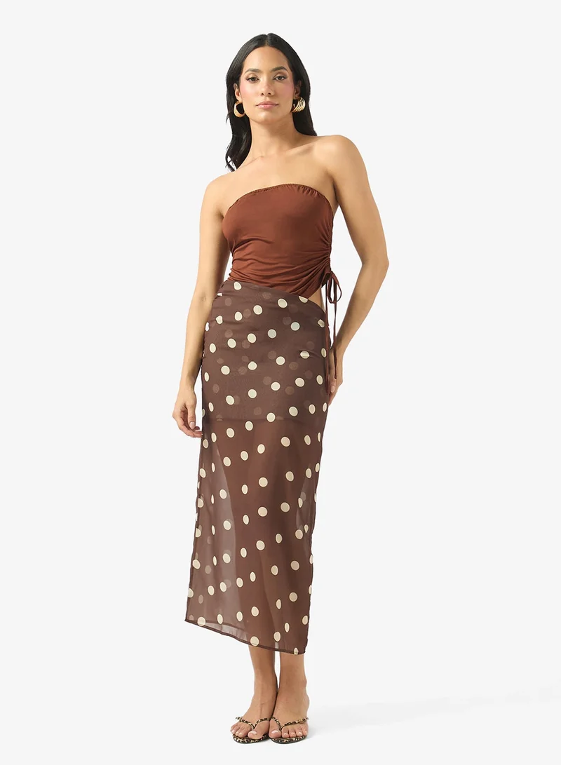 Soleira Bandeau Top With Sheer Skirt Set