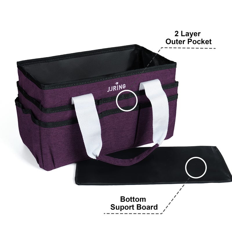 JJRING Craft Organizer Tote Bag, Art Storage Caddy with Multiple Pockets, Deep Purple Sewing Bag for Art, Craft, Scrapbooking, Medical, and Office Supplies Storage - Image 3
