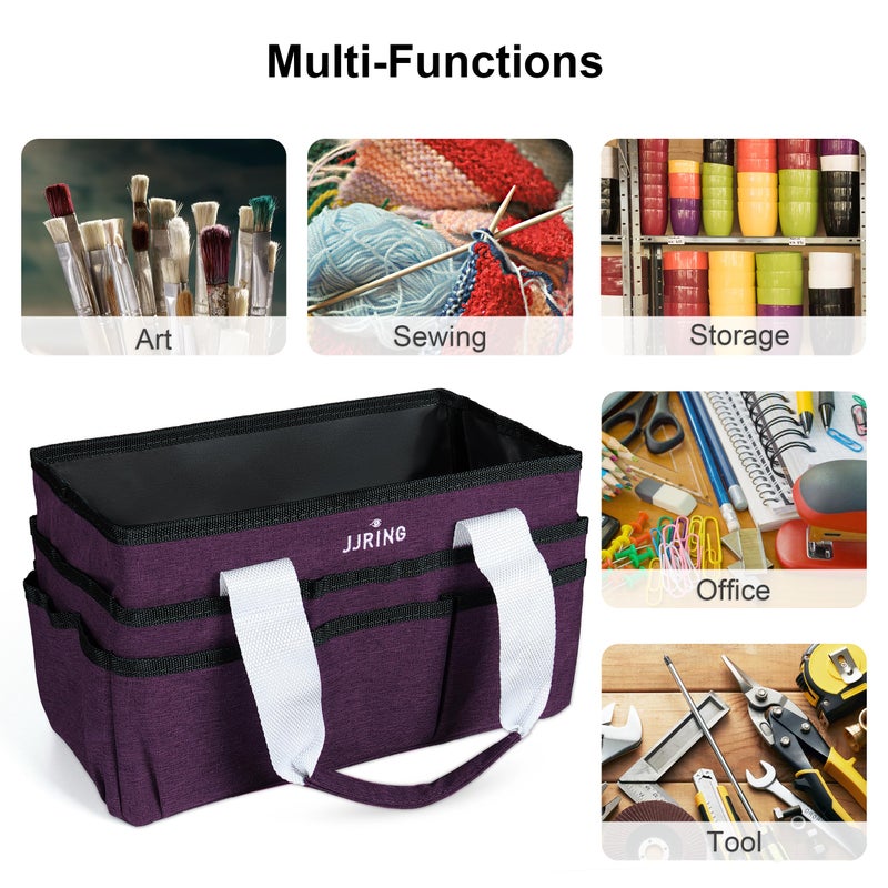 JJRING Craft Organizer Tote Bag, Art Storage Caddy with Multiple Pockets, Deep Purple Sewing Bag for Art, Craft, Scrapbooking, Medical, and Office Supplies Storage - Image 5