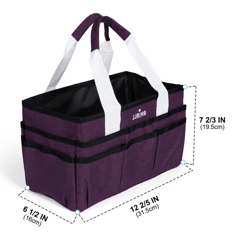 JJRING Craft Organizer Tote Bag, Art Storage Caddy with Multiple Pockets, Deep Purple Sewing Bag for Art, Craft, Scrapbooking, Medical, and Office Supplies Storage - Image 2