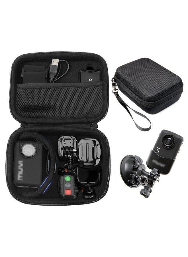 CaseSack Case for Body camera, action camera like MIUFLY 1296, Veho VCC003, VCC005 MUVI HD10, HDPRO, PNZEO F5, BOBLOV M5/ M7, Pyle PPBCM9, R-Tech HD Night Version camera, SD card Pockets  - Image 1