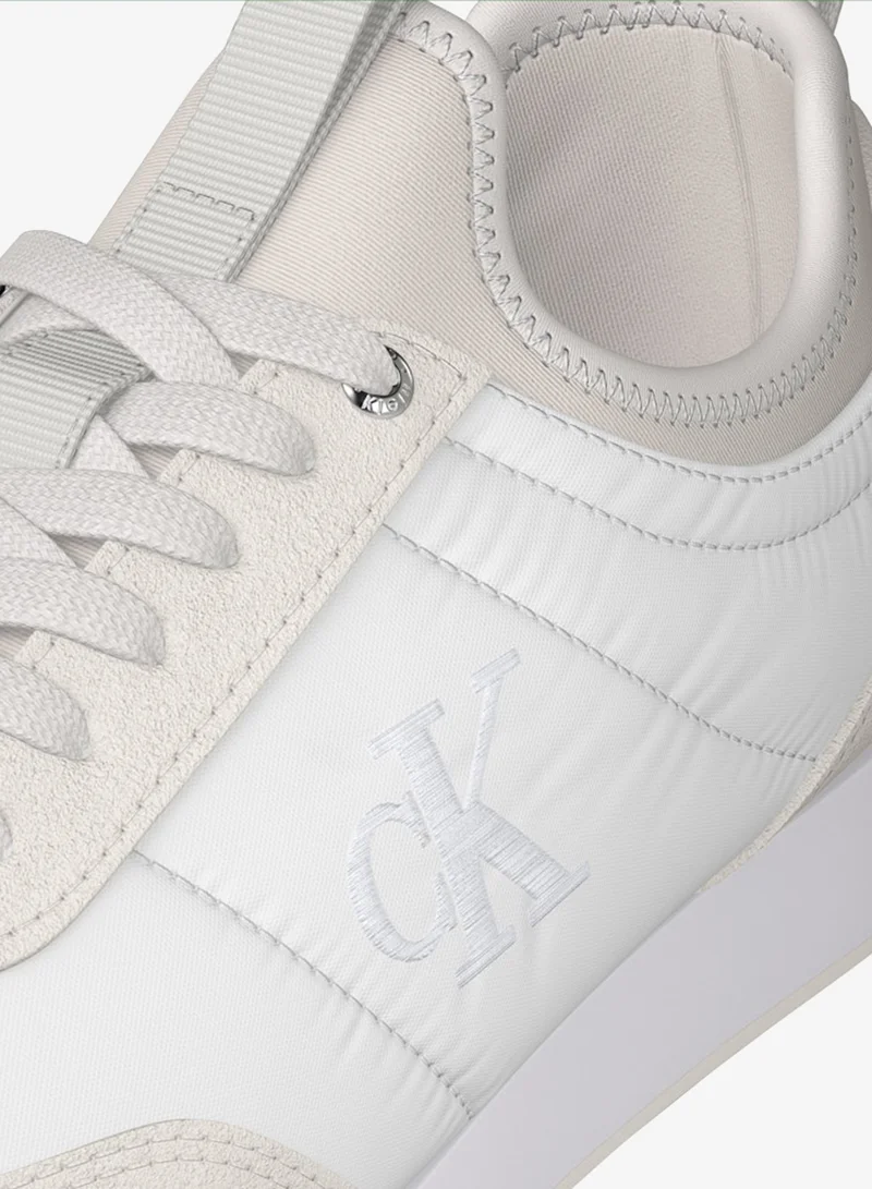 Calvin Klein Bright White/Light Grey/Marshmallow Retro Mono-Sock Fit Sneakers for Men | Best Price UAE