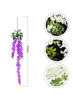 AIWANTO 12-Pcs Artificial Silk Wisteria Vine Ratta Silk Hanging Flower  - Image 2