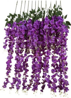 AIWANTO 12-Pcs Artificial Silk Wisteria Vine Ratta Silk Hanging Flower  - Image 1