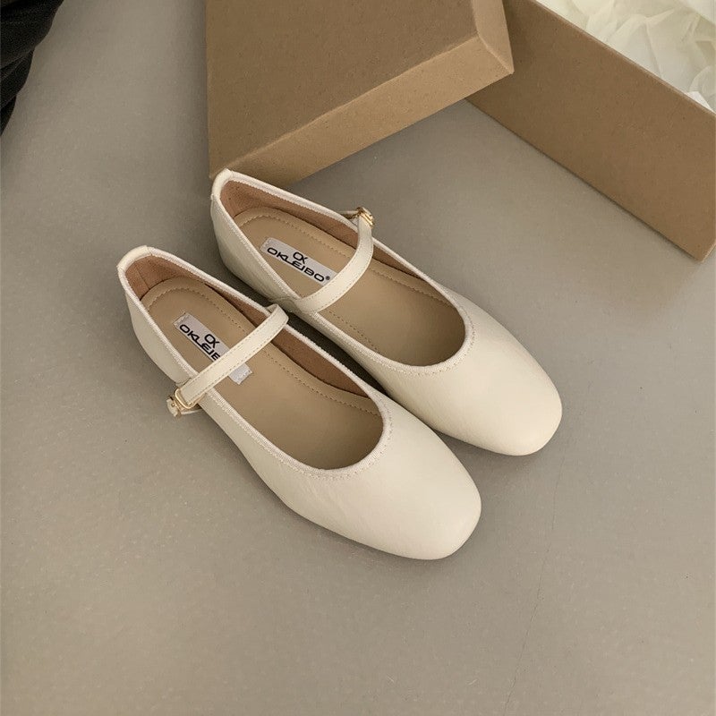 2025 Spring New Korean Style Chanel-Inspired Unique Silver Shoes Round Toe Single Strap Flat Mary Jane Shoes Discontinued - Image 5