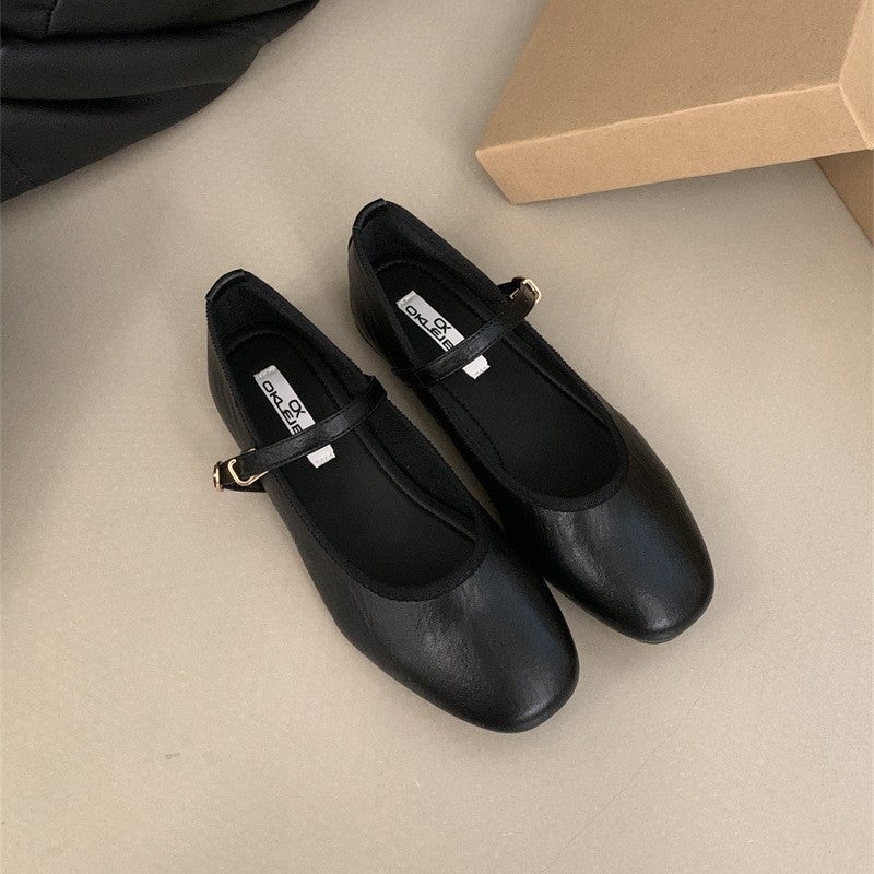 2025 Spring New Korean Style Chanel-Inspired Unique Silver Shoes Round Toe Single Strap Flat Mary Jane Shoes Discontinued - Image 4
