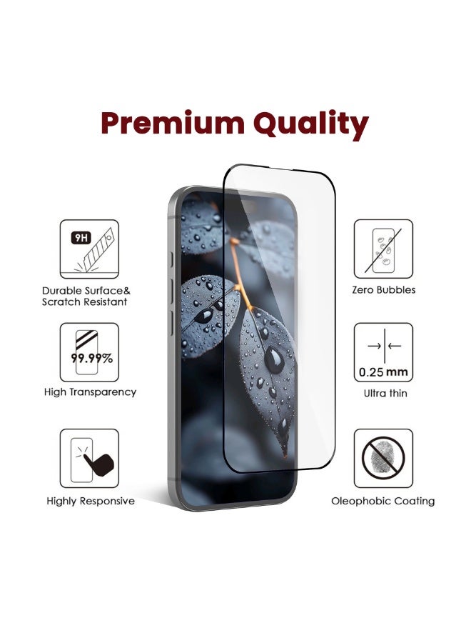 أكسسور  واقي شاشة لهاتف iPhone 16 Pro (6.3 بوصة) – طبقة زجاج مقوى، حماية عالية الوضوح ومضادة للخدش، تصميم فائق النحافة متوافق مع أغطية الحماية، سهل التركيب وخالٍ من الفقاعات، حماية للشاشة مقاومة للبصمات واللطخات. - Image 2