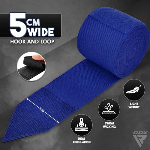 RDX Boxing Hand Wraps 4.5M / 180 Inches – Mexican Style Semi-Elastic MMA Inner Gloves - Wrist Support for Muay Thai, Kickboxing, BJJ, Karate - Thumb Loop & Hook and Loop Closure - Cotton & Nylon Blend - Image 2