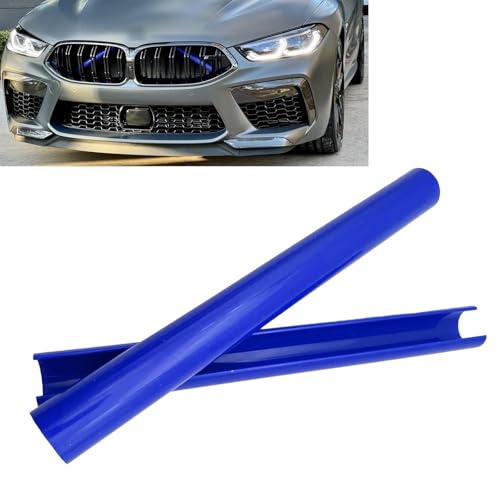 lekiliky 2PCS Car Grill Inserts Trims Waterproof Heatresistant Vehicle Water Tank Exterior Trim Personality Hood Grille Strips Compatible with BMW V Brace Covers 1 2 3 4 5 6 7 Series Blue - Image 1