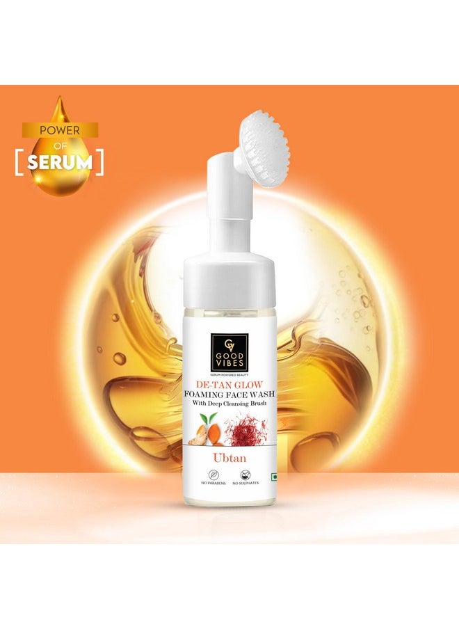 Good Vibes Ubtan Insta Glow Foaming Face Wash With Deep Cleansing Brush, 150 Ml | Brightening Cleanser For All Skin Types | With Turmeric, Saffron, Vitamin B3 | No Parabens, Sulphates & Mineral Oil  - Image 3