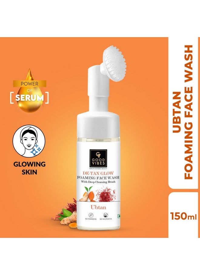 Good Vibes Ubtan Insta Glow Foaming Face Wash With Deep Cleansing Brush, 150 Ml | Brightening Cleanser For All Skin Types | With Turmeric, Saffron, Vitamin B3 | No Parabens, Sulphates & Mineral Oil  - Image 2