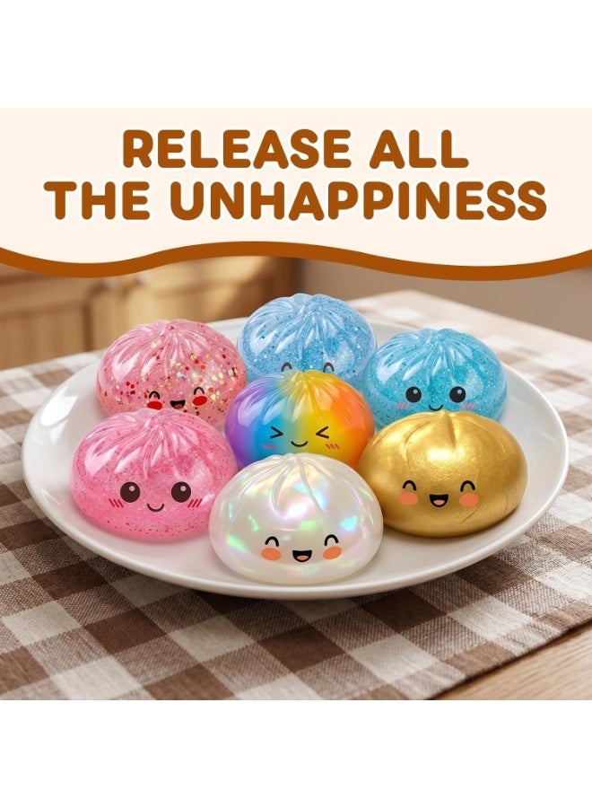 Altheqa 1pc Random Dumpling Squishy,Glitter Dumplings Mystery Box,Colorful Dumplings Stress Balls Fidget,Jumbo Squishy Toy,Suitable for Adult use in Offices and Homes - Image 3