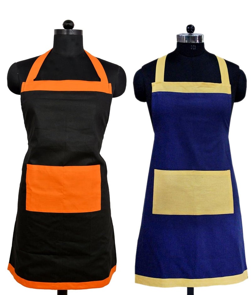 Switchon Polyester waterproof Cooking Kitchen Apron comboblack and blueProudly Made in India - Image 1