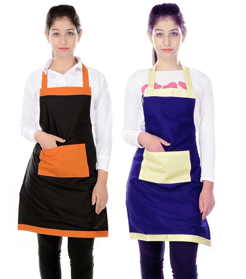 Switchon Polyester waterproof Cooking Kitchen Apron comboblack and blueProudly Made in India - Image 2
