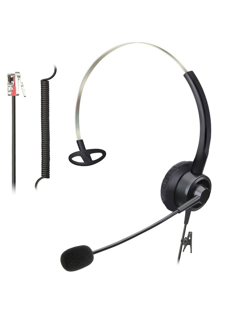 Captaintech Telephone Headsets with Microphone - Noise Cancelling, Corded Office Phone Headsets Compatible with Yealink T27G T29G T40G T41P T41S T42S T46S T48S T53W T55A Avaya 9608 9611 9630 J169 J179 - Image 1