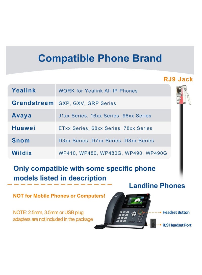 Captaintech Telephone Headsets with Microphone - Noise Cancelling, Corded Office Phone Headsets Compatible with Yealink T27G T29G T40G T41P T41S T42S T46S T48S T53W T55A Avaya 9608 9611 9630 J169 J179 - Image 2