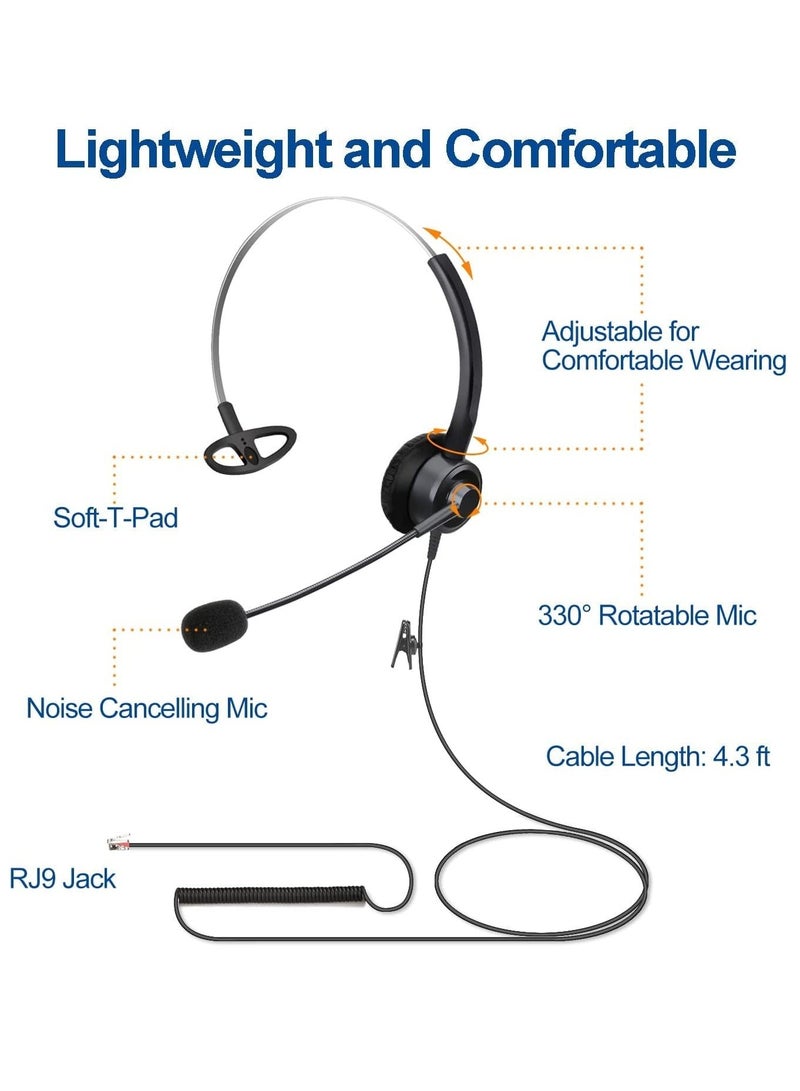 Captaintech Telephone Headsets with Microphone - Noise Cancelling, Corded Office Phone Headsets Compatible with Yealink T27G T29G T40G T41P T41S T42S T46S T48S T53W T55A Avaya 9608 9611 9630 J169 J179 - Image 5