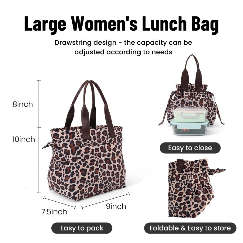 MEXS Lunch Bag for Women Reusable Drawstring Insulated Lunch Box Stain-Resistant Large Cinch Closure Lunch Bags for Work Office - Image 2