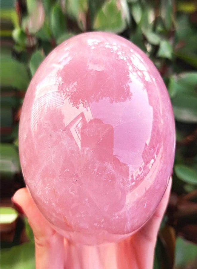 MDYSC 3.54inch Natural Pink Rose Quartz Magic Crystal Healing Ball Ornament Sphere + Base (9cm (3.54inch)) - Image 3