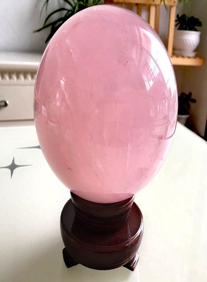 MDYSC 3.54inch Natural Pink Rose Quartz Magic Crystal Healing Ball Ornament Sphere + Base (9cm (3.54inch)) - Image 2
