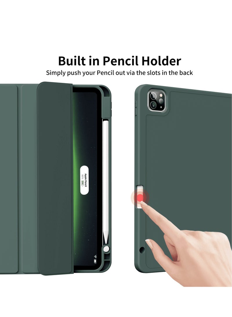 JAJEEK "iPad Pro 11 Inch Case (4th/3rd/2nd Gen, 2020-2022) – Trifold Smart Stand, Soft TPU Back, Wireless Pencil Charging, Auto Wake/Sleep, Pencil Holder – Dark Green" - Image 3