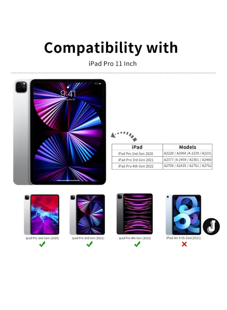 JAJEEK "iPad Pro 11 Inch Case (4th/3rd/2nd Gen, 2020-2022) – Trifold Smart Stand, Soft TPU Back, Wireless Pencil Charging, Auto Wake/Sleep, Pencil Holder – Dark Green" - Image 2