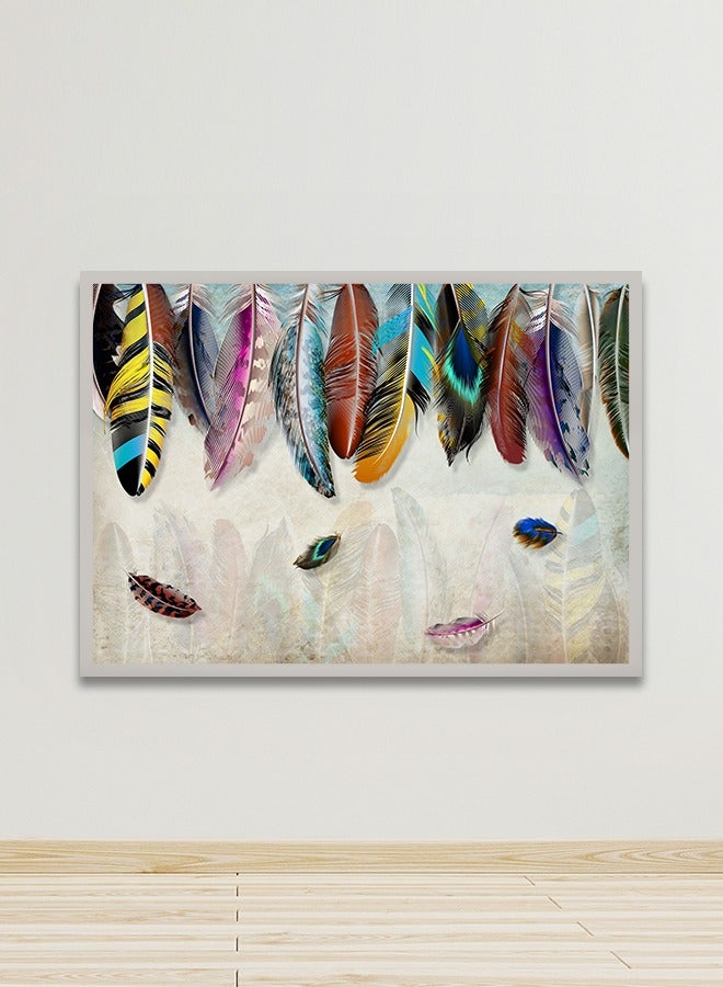 ماركتنا لوحة جدارية قماشية فنية لتزيين الحائط بتصميم تجريدي مع برواز فضي مجوف مقاس 120x80سم قطعة واحدة - Image 1