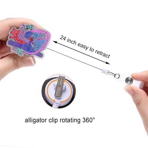 Coeufuedy 12 Pcs Cute Nurse Badge Reels Funny Acrylic Retractable Badge Holder with Alligator Clip Nurse, Cute Cool Id Tag Card Holder Clips for Doctor Student,Teacher,Work Office，Accessories Bulk Gifts - Image 5