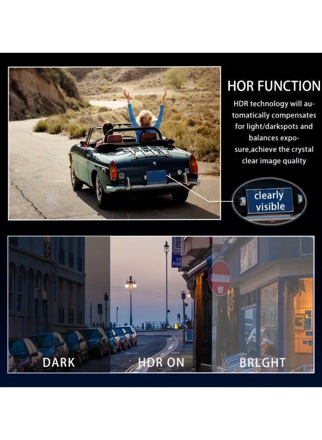 Dual Camera, Car Dash Cam, Front 1080P and Built-in 480P, Car Camera with Infrared Night Vision, Loop Recording, Wide Angle Car DVR Camera with 8.03cm IPS Screen, Dual Lens Car Dashboard Video Camera with 32GB SD Card - Image 4