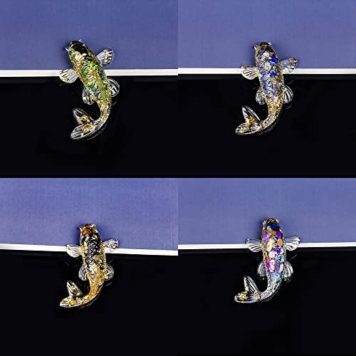 DIYOMR Set of 6 Crystals Fish Hand-dripped Resin Fused with Colorful Crystal Rocks Stones Fake Gold Coins,Blessed Carp Bring Luck Wealth,DIY Home Wall Desk Decor - Image 5