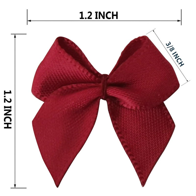 Micomon 50pcs 1.2-Inch Mini Satin Ribbon Bows for Crafts Small Burgundy Bows Christmas Decoration Embalishement Scrapbooking(Burgundy) - Image 4