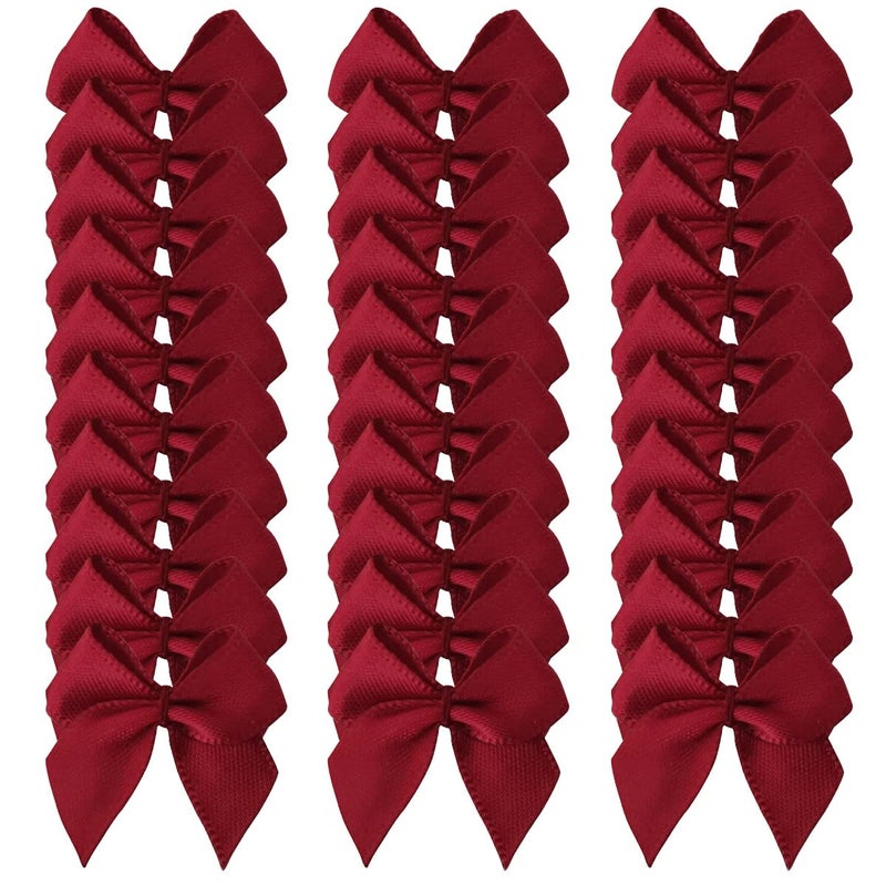 Micomon 50pcs 1.2-Inch Mini Satin Ribbon Bows for Crafts Small Burgundy Bows Christmas Decoration Embalishement Scrapbooking(Burgundy) - Image 2
