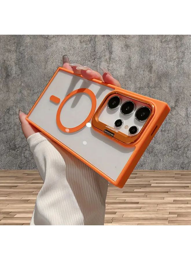Magnetic Lens Mount Transparent Phone Case Compatible With Galaxy S22 Ultra 5G Orange Easter Birthday Christmas Holiday Gift For Girlfriend Friends Family - Image 4