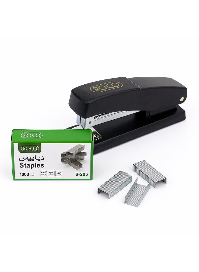 روكو مجموعة دباسة معدنية مع دبابيس من روكو (S-205) – دباسة مكتبية قوية مع 1000 دبوس – متينة وسهلة الاستخدام للمكتب والمدرسة والمنزل - Image 1