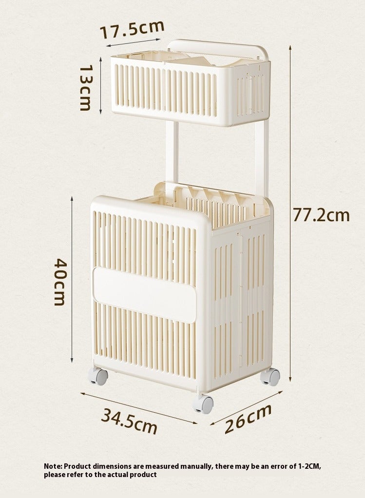 AiQi Double-Layer Foldable Laundry Hamper with Divider & Telescopic Handle, Large Capacity Collapsible Basket with 360° Wheels – Space-Saving Organizer for Home, Laundry & Travel - Image 2