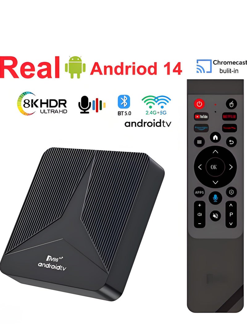 TV98 2GB 16GB Real Android 14 TV Box ATV RK3518 Quad-core 8K Media Player 3D Dual Wifi BT Voice Remote H.265 4K Set Top Box 2025 New - Image 1