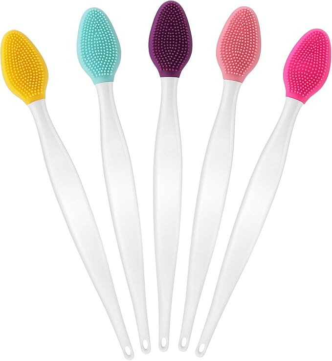 WLLHYF 5 Pcs Lip Scrub Brush DoubleSided Silicone Exfoliating Tool Mini Soft Lip Brush Cleaner for Men Women - Image 1