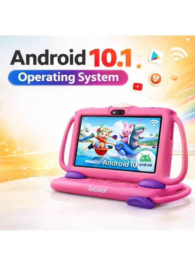 Telzeal P600 Kids Tablet Pink  – 7 Inch HD Display, 6GB RAM 128GB Storage, Android 10.1, 3000mAh Battery, WiFi, Front & Rear Camera, Shockproof Protective Case - Image 2
