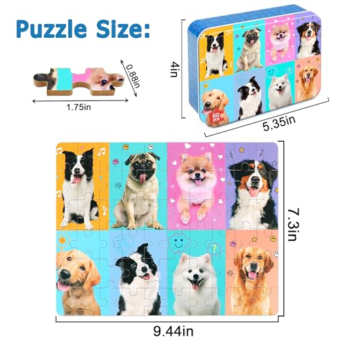 LELEMON Puzzles for Kids Ages 46Dog 60 Piece Puzzles for Kids Ages 48Children Jigsaw Puzzles Kids Puzzles in a Metal BoxEducational Learning Puzzle Toys for Girls and Boys - Image 5