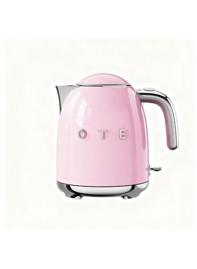 800ml Retro Electric Kettle, Medical Grade SUS316 Stainless Steel Inner Liner, Double-Layer Anti-Scald, Ergonomic Handle & Bionic Seagull Spout Pink