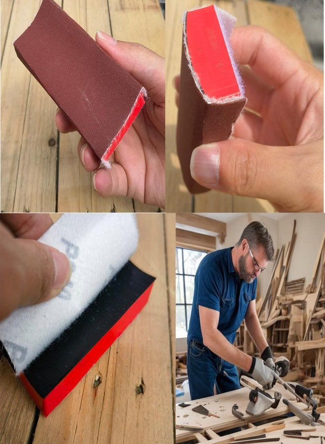 Tockrop 16-Piece Contoured Profile 4" Hand Sanding Block Set with 40 Sheet Hook & Loop Sandpaper Kit - Interchangeable Assorted Convex & Concave Shapes for Woodworking Furniture, Auto Paint and Crafts - Image 5