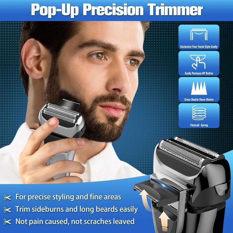 KASTWAVE Electric Shaver, Electric Razor for Men, Foil Shaver for Men Shaving, Men's Electric Shavers Cordless Rechargeable Mens Shaver for Clean Shave Wet Dry Shaving Kit for Men Face Body Beard Trimmers - Image 3