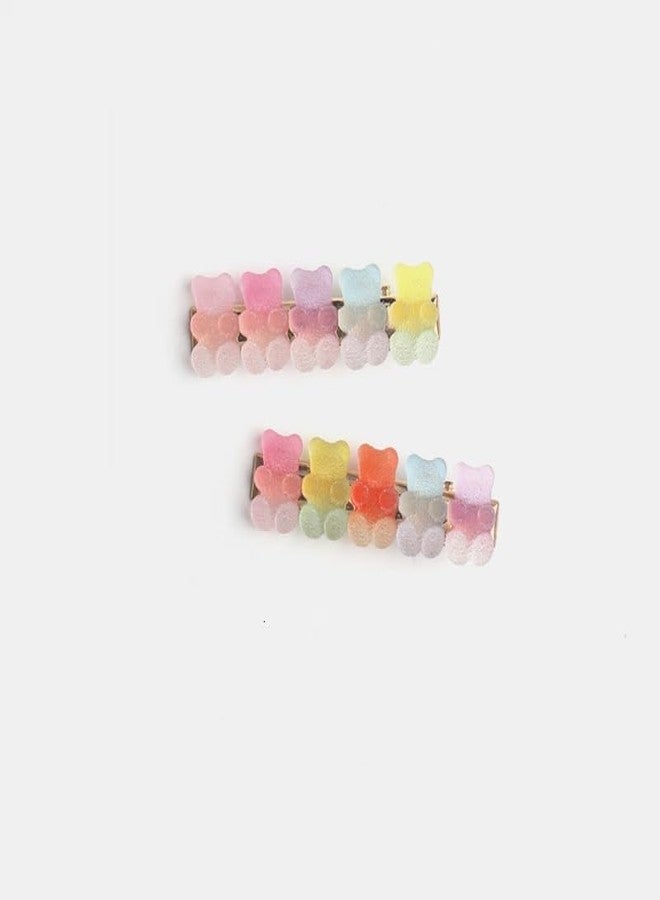 Essivox 2Pcs Candy Hair Clips Cartoon Gummy Bear Barrettes Colorful Resin Animal Hairpins Handmade Birthday Valentines Christmas Hair Accessories for Women Thin Hair - Image 2