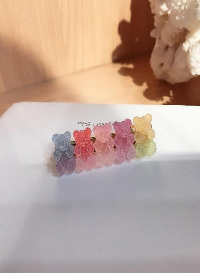 Essivox 2Pcs Candy Hair Clips Cartoon Gummy Bear Barrettes Colorful Resin Animal Hairpins Handmade Birthday Valentines Christmas Hair Accessories for Women Thin Hair - Image 4