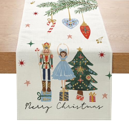 ZCHOMI Christmas Nutcracker Table Runner 13x72 Inch Gift Box Merry Christmas Seasonal Kitchen Dinning Table Decoration for Home Party Decor - Image 1